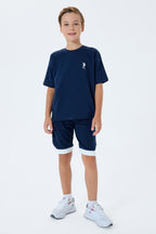 U.S. Polo Assn. Erkek Çocuk Bisiklet Yaka Nakışlı Yazlık Regular Fit Lacivert Bermuda Takım US2403-C-V1
