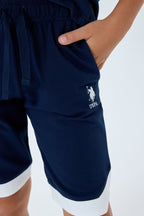 U.S. Polo Assn. Erkek Çocuk Bisiklet Yaka Nakışlı Yazlık Regular Fit Lacivert Bermuda Takım US2403-C-V1