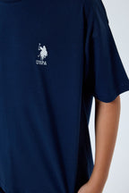 U.S. Polo Assn. Erkek Çocuk Bisiklet Yaka Nakışlı Yazlık Regular Fit Lacivert Bermuda Takım US2403-C-V1