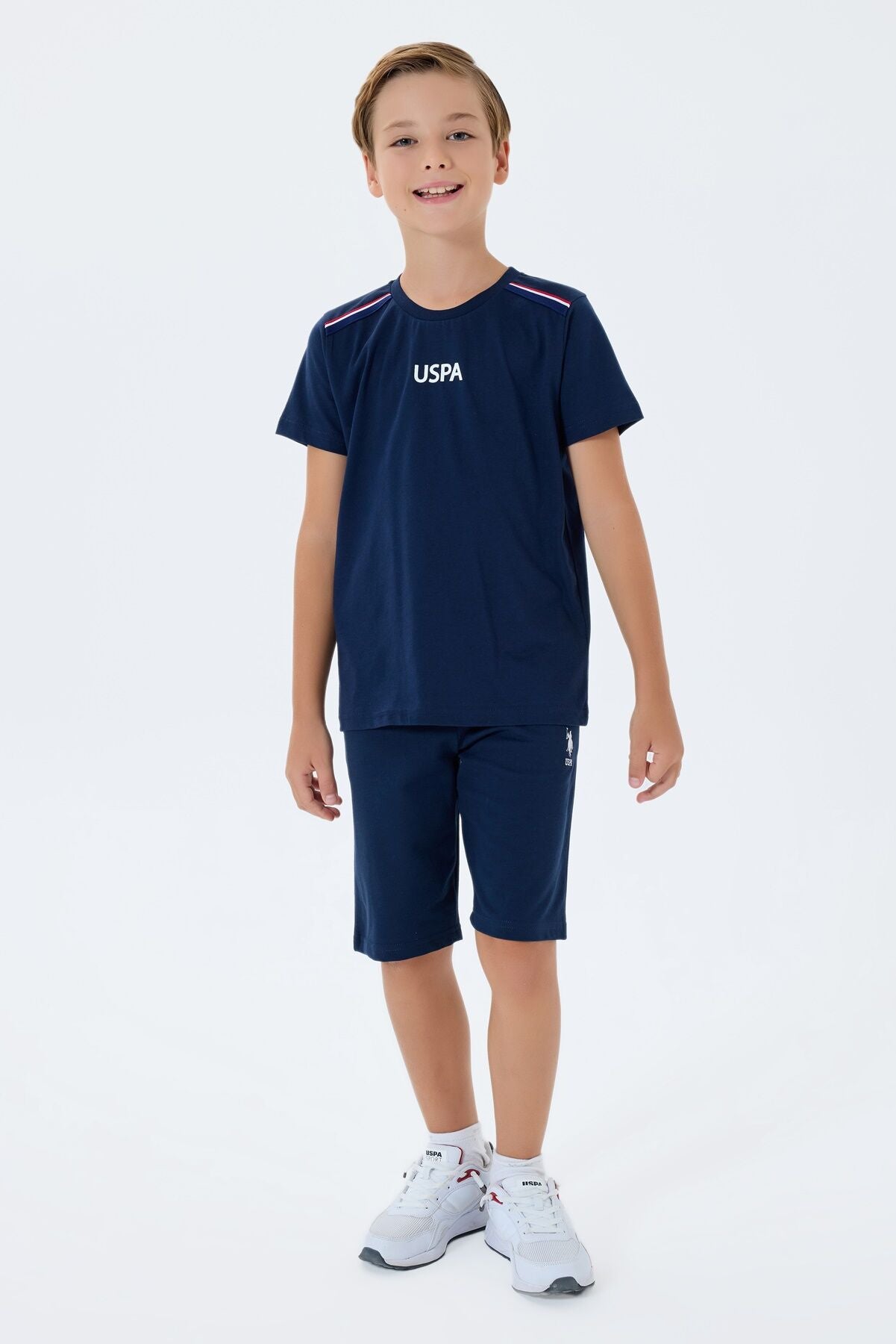 U.S. Polo Assn. Erkek Çocuk Bisiklet Yaka Nakışlı Yazlık Regular Fit Lacivert Bermuda Takım US2404-C-V2 Ürün ana görseli