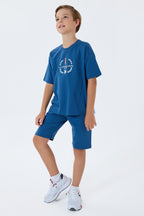 U.S. Polo Assn. Erkek Çocuk Bisiklet Yaka Nakışlı Yazlık Regular Fit Lacivert Bermuda Takım US2408-C-V2