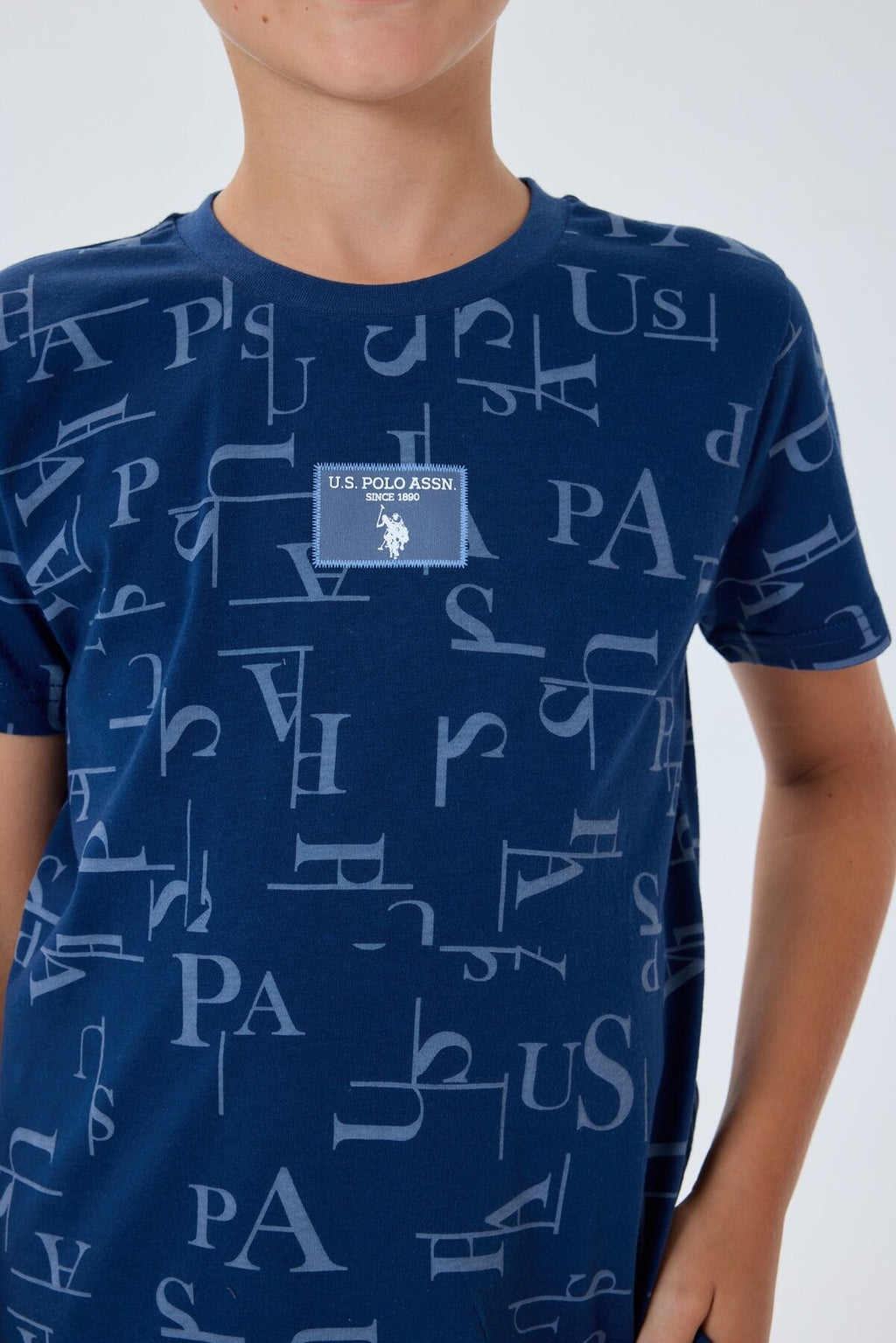 U.S. Polo Assn. Erkek Çocuk Bisiklet Yaka Nakışlı Yazlık Regular Fit Lacivert Bermuda Takım US2411-C-V2