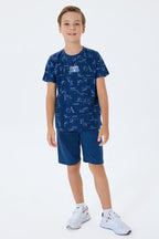 U.S. Polo Assn. Erkek Çocuk Bisiklet Yaka Nakışlı Yazlık Regular Fit Lacivert Bermuda Takım US2411-C-V2