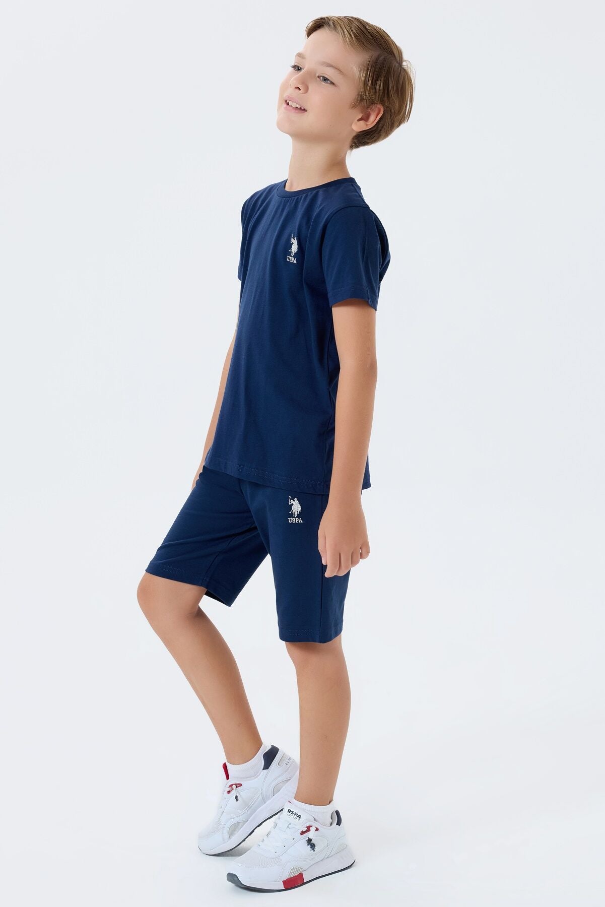 U.S. Polo Assn. Erkek Çocuk Bisiklet Yaka Nakışlı Yazlık Regular Fit Lacivert Bermuda Takım US2416-C-V1 Ürün ana görseli