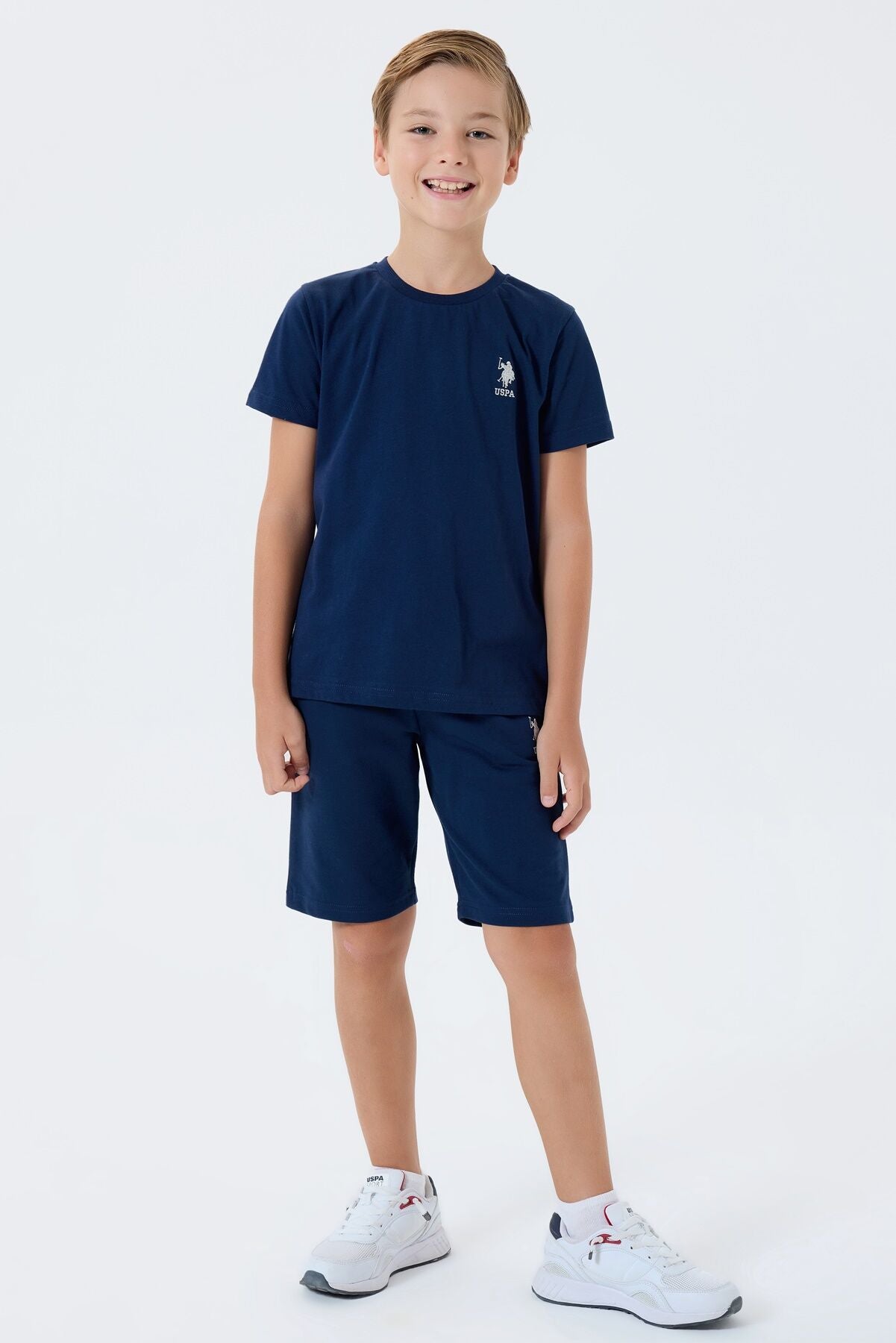 U.S. Polo Assn. Erkek Çocuk Bisiklet Yaka Nakışlı Yazlık Regular Fit Lacivert Bermuda Takım US2416-C-V1 Ürün ikincil görseli