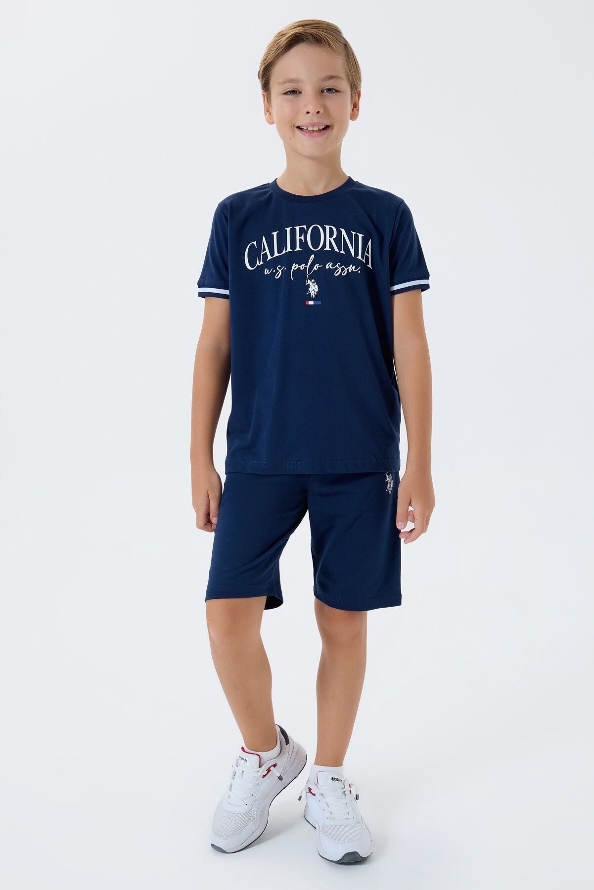 U.S. Polo Assn. Erkek Çocuk Bisiklet Yaka Nakışlı Yazlık Regular Fit Lacivert Bermuda Takım US2426-C-V1 Ürün ikincil görseli