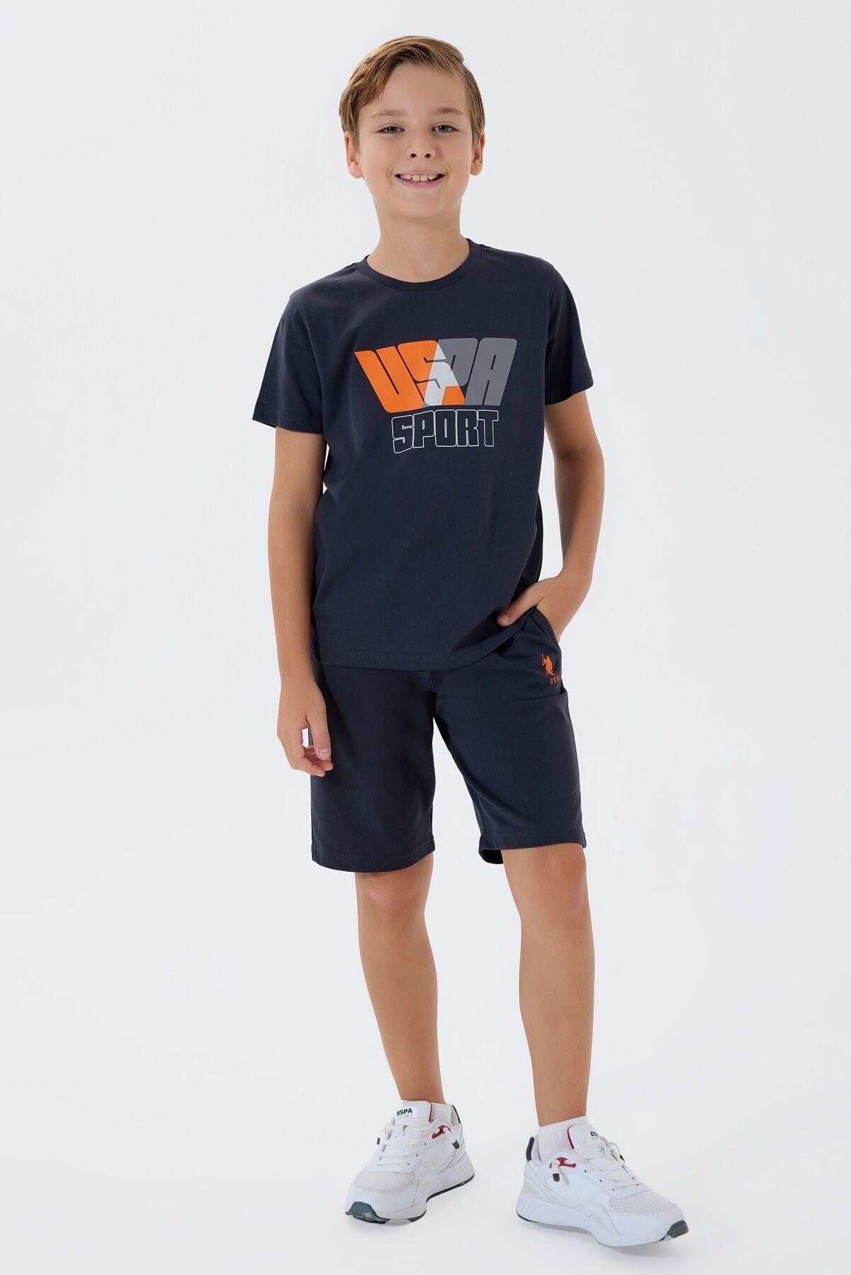 U.S. Polo Assn. Erkek Çocuk Bisiklet Yaka Nakışlı Yazlık Regular Fit Lacivert Bermuda Takım US2432-C-V2 Ürün ikincil görseli