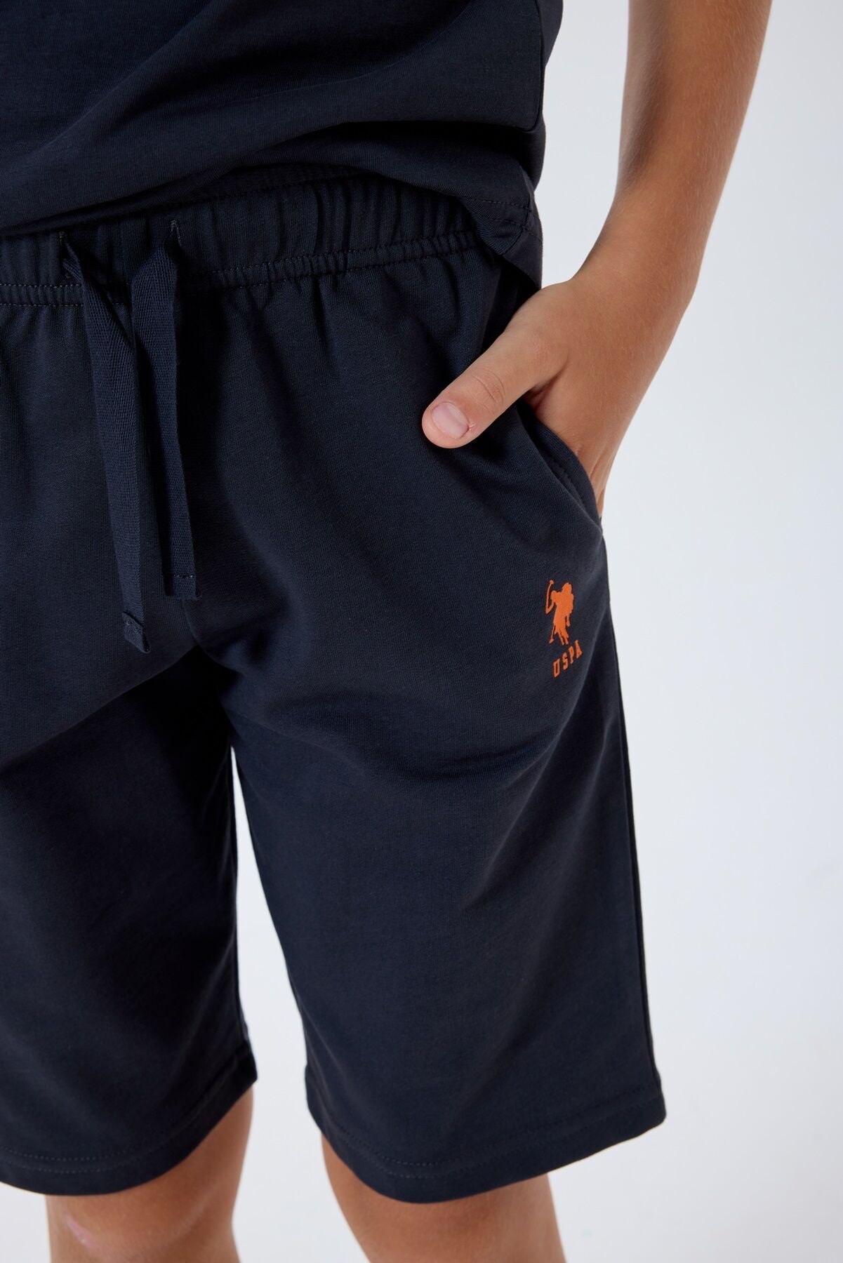 U.S. Polo Assn. Erkek Çocuk Bisiklet Yaka Nakışlı Yazlık Regular Fit Lacivert Bermuda Takım US2432-C-V2