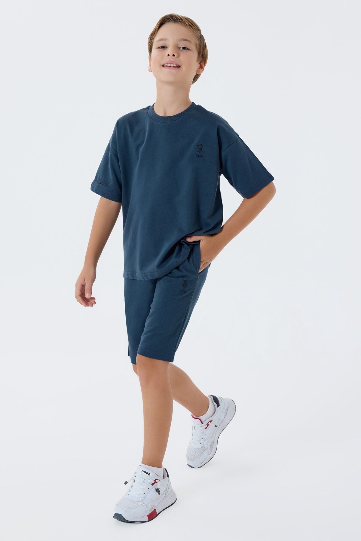 U.S. Polo Assn. Erkek Çocuk Bisiklet Yaka Nakışlı Yazlık Regular Fit Lacivert Bermuda Takım US2435-C-V1 Ürün ikincil görseli