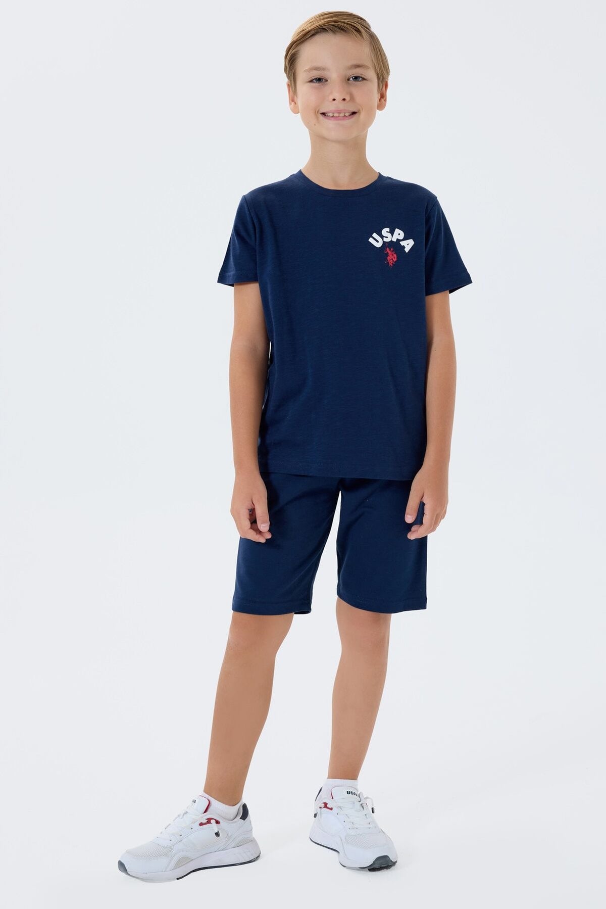 U.S. Polo Assn. Erkek Çocuk Bisiklet Yaka Nakışlı Yazlık Regular Fit Lacivert Bermuda Takım US2442-C-V2 Ürün ana görseli