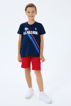 U.S. Polo Assn. Erkek Çocuk Bisiklet Yaka Nakışlı Yazlık Regular Fit Lacivert Bermuda Takım US2443-C-V2