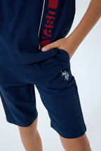 U.S. Polo Assn. Erkek Çocuk Bisiklet Yaka Nakışlı Yazlık Regular Fit Lacivert Bermuda Takım US2400-C-V1