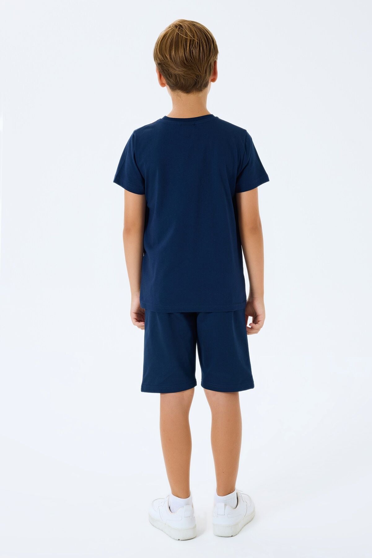 U.S. Polo Assn. Erkek Çocuk Bisiklet Yaka Nakışlı Yazlık Regular Fit Lacivert Bermuda Takım US2400-C-V1