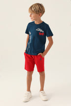 U.S. Polo Assn. Erkek Çocuk Bisiklet Yaka Pigment Baskılı Yazlık Regular Fit Lacivert Bermuda Takım US1751-C-V2