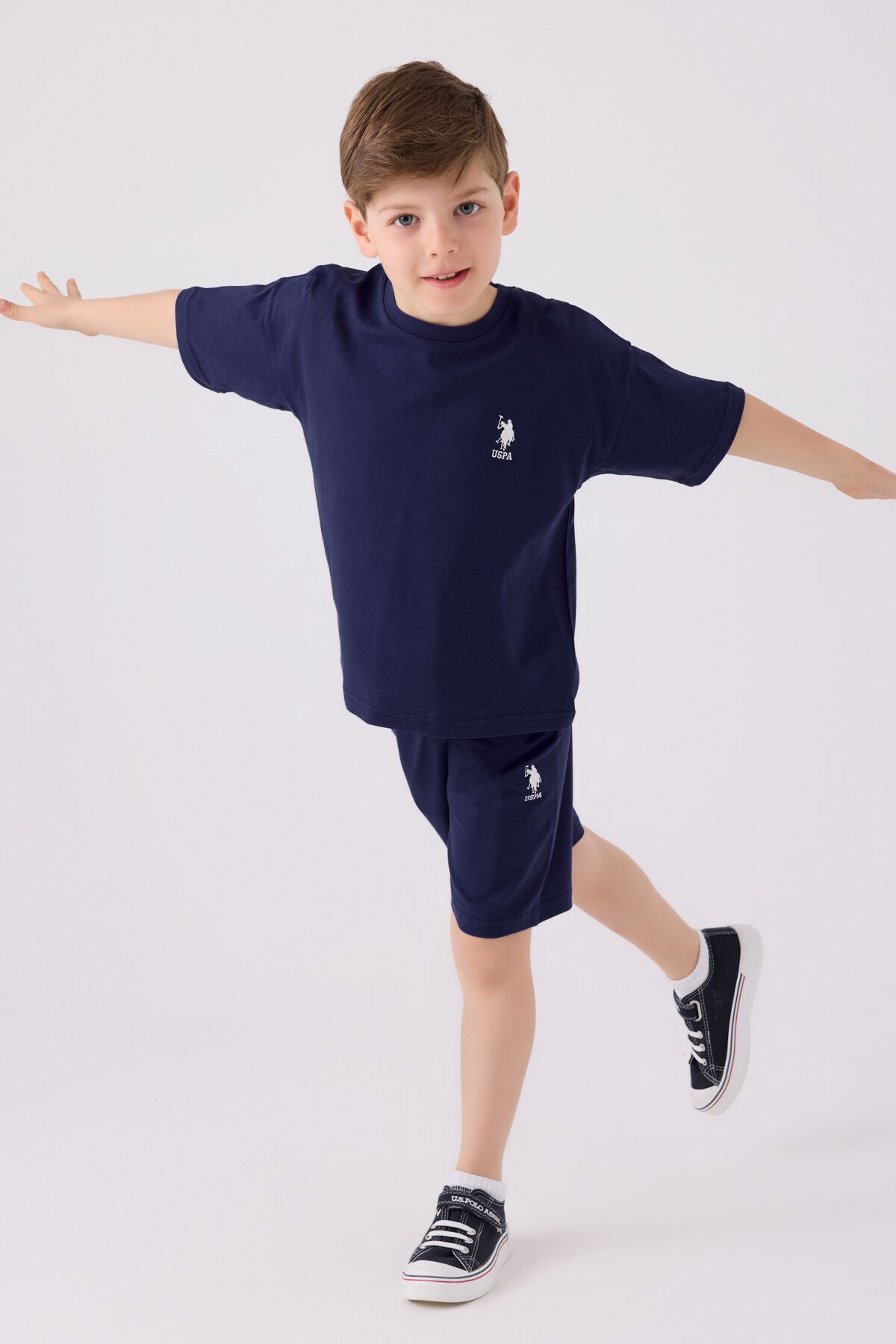 U.S. Polo Assn. Erkek Çocuk Bisiklet Yaka Pigment Baskılı Yazlık Regular Fit Mavi Bermuda Takım US1779-C-V1 Ürün ana görseli