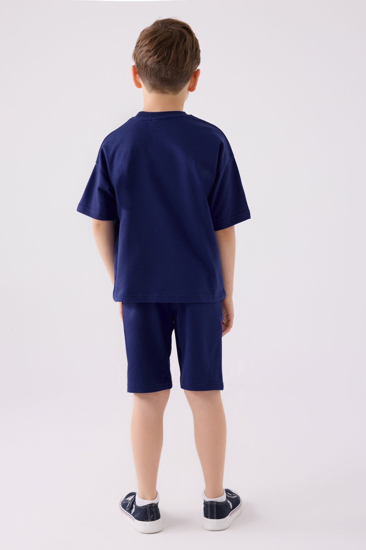 U.S. Polo Assn. Erkek Çocuk Bisiklet Yaka Sargı Nakışlı Yazlık Regular Fit Lacivert Bermuda Takım US1780-C-V10