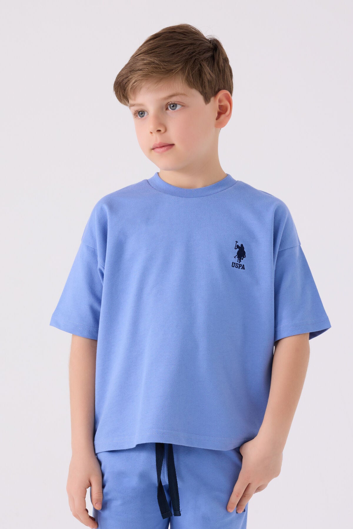 U.S. Polo Assn. Erkek Çocuk Bisiklet Yaka Pigment Baskılı Yazlık Regular Fit Mavi Bermuda Takım US1780-C-V5 Ürün ikincil görseli