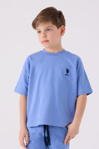 U.S. Polo Assn. Erkek Çocuk Bisiklet Yaka Pigment Baskılı Yazlık Regular Fit Mavi Bermuda Takım US1780-C-V5