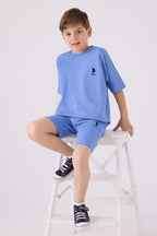 U.S. Polo Assn. Erkek Çocuk Bisiklet Yaka Pigment Baskılı Yazlık Regular Fit Mavi Bermuda Takım US1780-C-V5