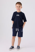 U.S. Polo Assn. Erkek Çocuk Bisiklet Yaka Pigment Baskılı Yazlık Regular Fit Lacivert Bermuda Takım US1781-C-V2