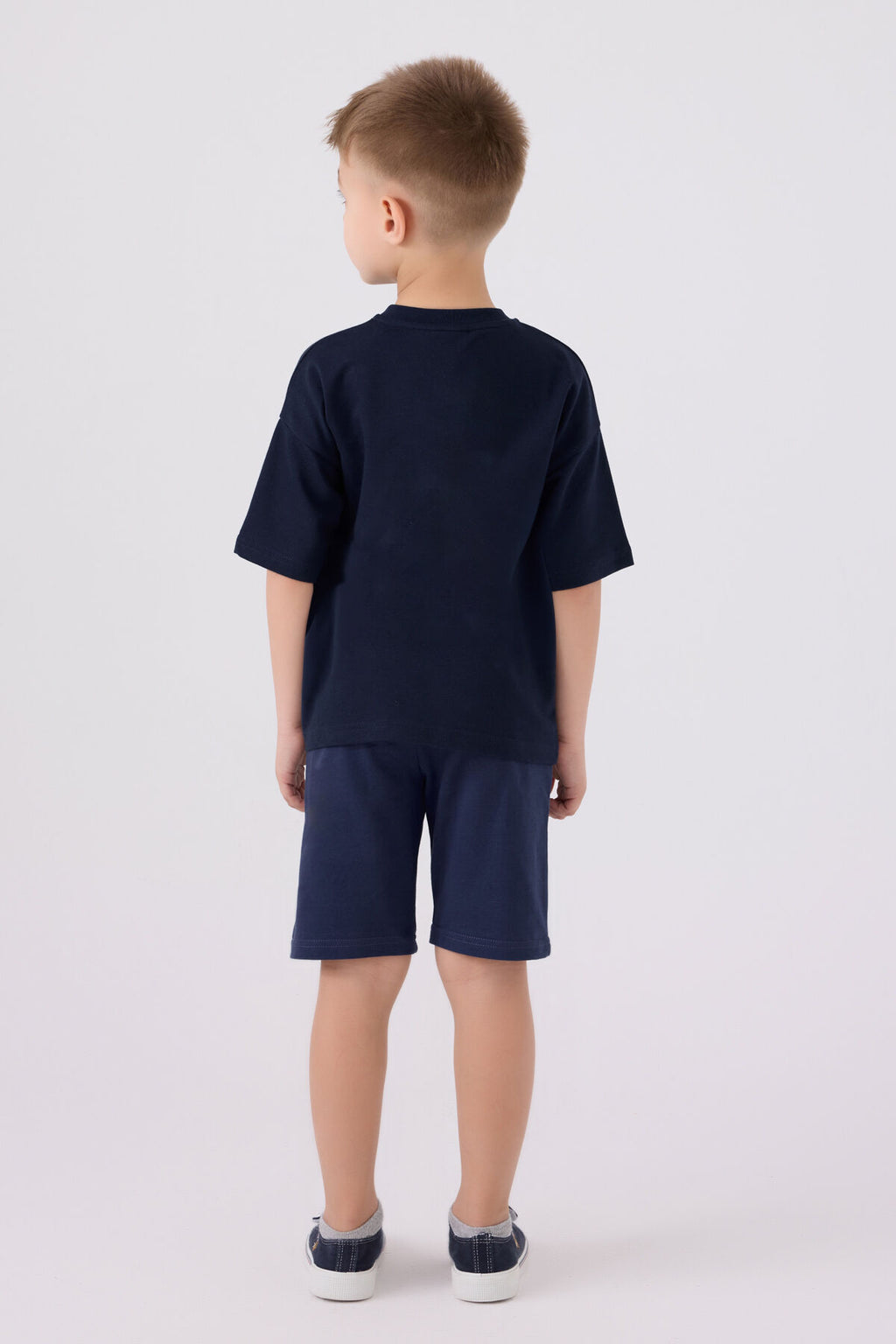 U.S. Polo Assn. Erkek Çocuk Bisiklet Yaka Pigment Baskılı Yazlık Regular Fit Lacivert Bermuda Takım US1781-C-V2