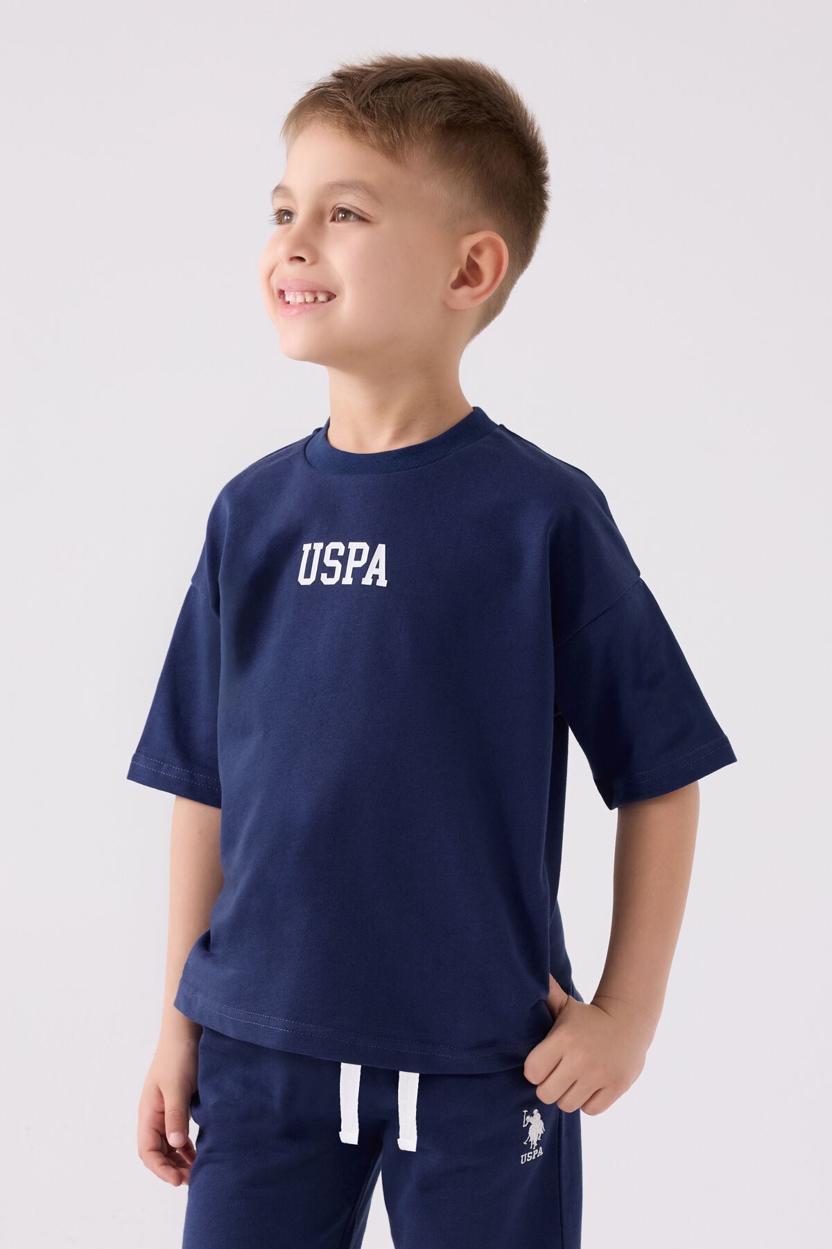 U.S. Polo Assn. Erkek Çocuk Bisiklet Yaka Pigment Baskılı Yazlık Regular Fit Lacivert Bermuda Takım US1781-C-V5