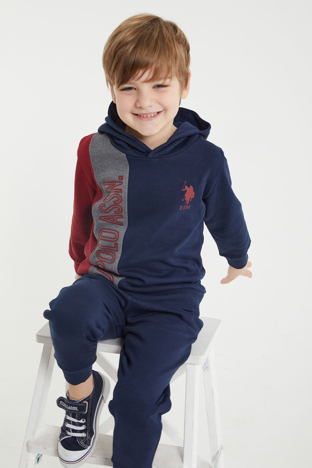 U.S. Polo Assn. Erkek Çocuk Kapüşonlu Empirme Baskılı Kışlık Regular Fit Lacivert Eşofman Takımı US1160-C-V2