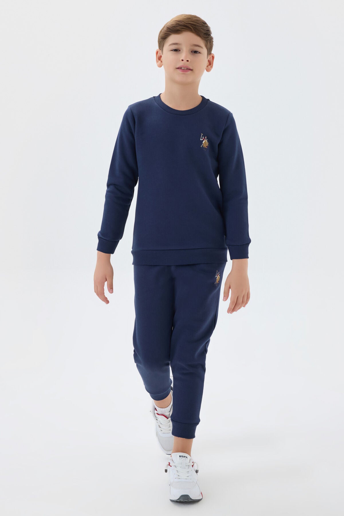 U.S. Polo Assn. Erkek Çocuk Bisiklet Yaka Nakışlı Kışlık Regular Fit Lacivert Eşofman Takımı US1186-C-V2
