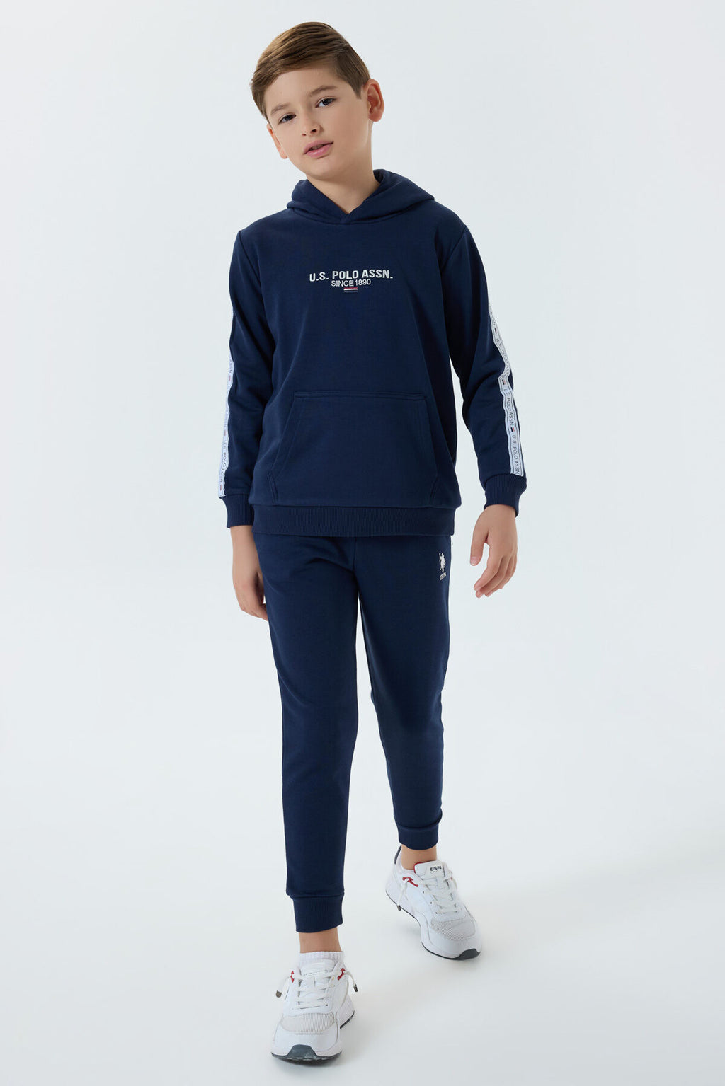 U.S. Polo Assn. Erkek Çocuk Kapüşonlu Nakışlı Kışlık Regular Fit Lacivert Eşofman Takımı US1562-C-V1