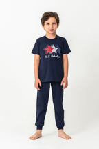 U.S. Polo Assn. Erkek Çocuk Bisiklet Yaka Nakışlı Yazlık Regular Fit Lacivert Pijama Takımı US2441-C-V1