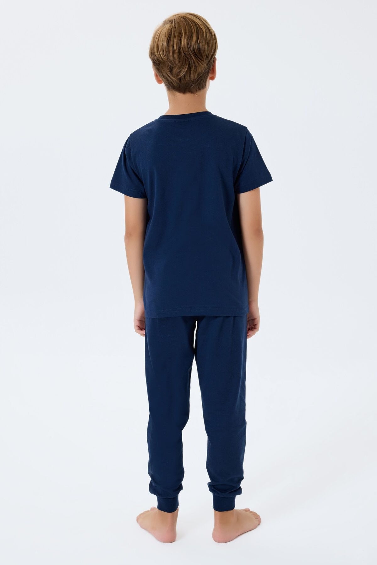 U.S. Polo Assn. Erkek Çocuk Bisiklet Yaka Nakışlı Yazlık Regular Fit Lacivert Pijama Takımı US2413-C-V1