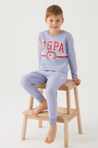 U.S. Polo Assn. Erkek Çocuk Bisiklet Yaka Pigment Baskılı Kışlık Regular Fit Mavi Pijama Takımı US1191-C-V7