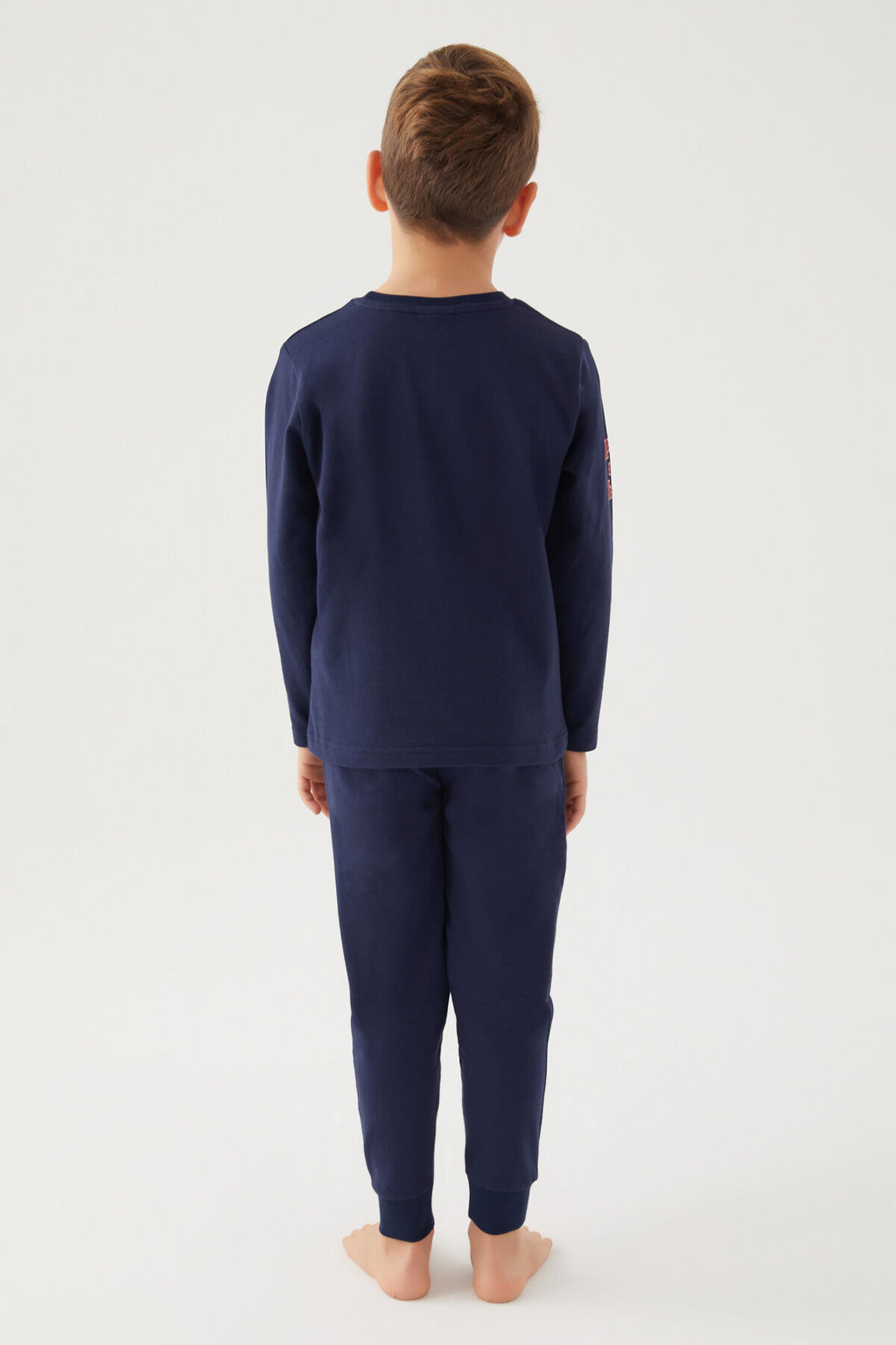 U.S. Polo Assn. Erkek Çocuk Bisiklet Yaka Pigment Baskılı Kışlık Regular Fit Lacivert Pijama Takımı US1191-C-V9