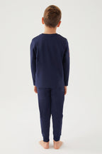 U.S. Polo Assn. Erkek Çocuk Bisiklet Yaka Pigment Baskılı Kışlık Regular Fit Lacivert Pijama Takımı US1191-C-V9