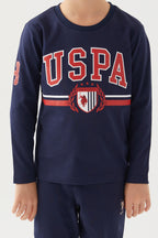 U.S. Polo Assn. Erkek Çocuk Bisiklet Yaka Pigment Baskılı Kışlık Regular Fit Lacivert Pijama Takımı US1191-C-V9