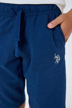 U.S. Polo Assn. Erkek Çocuk Bisiklet Yaka Nakışlı Yazlık Regular Fit Mavi Bermuda Takım US2409-C-V2