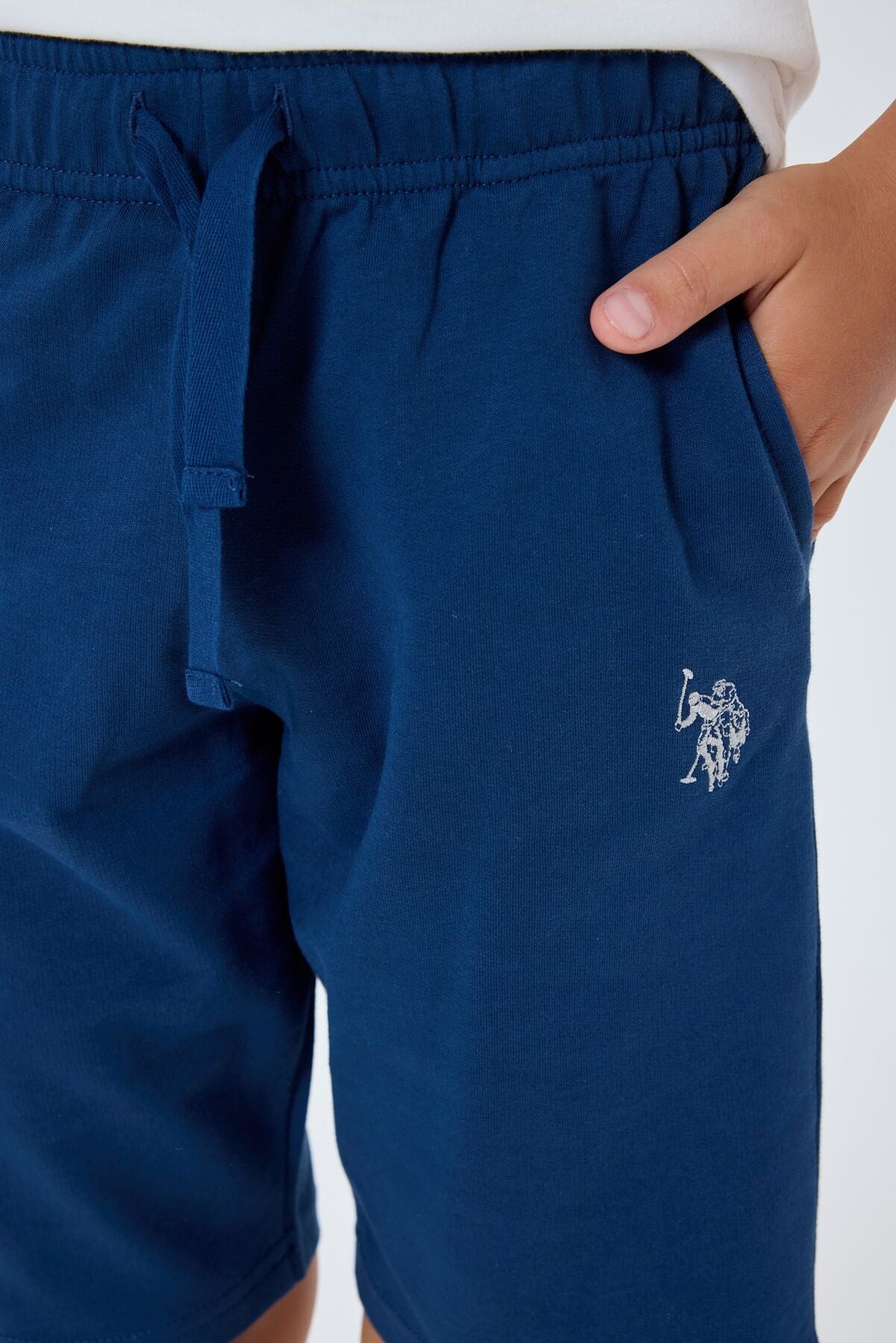 U.S. Polo Assn. Erkek Çocuk Bisiklet Yaka Nakışlı Yazlık Regular Fit Mavi Bermuda Takım US2409-C-V2