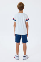 U.S. Polo Assn. Erkek Çocuk Bisiklet Yaka Nakışlı Yazlık Regular Fit Mavi Bermuda Takım US2409-C-V2