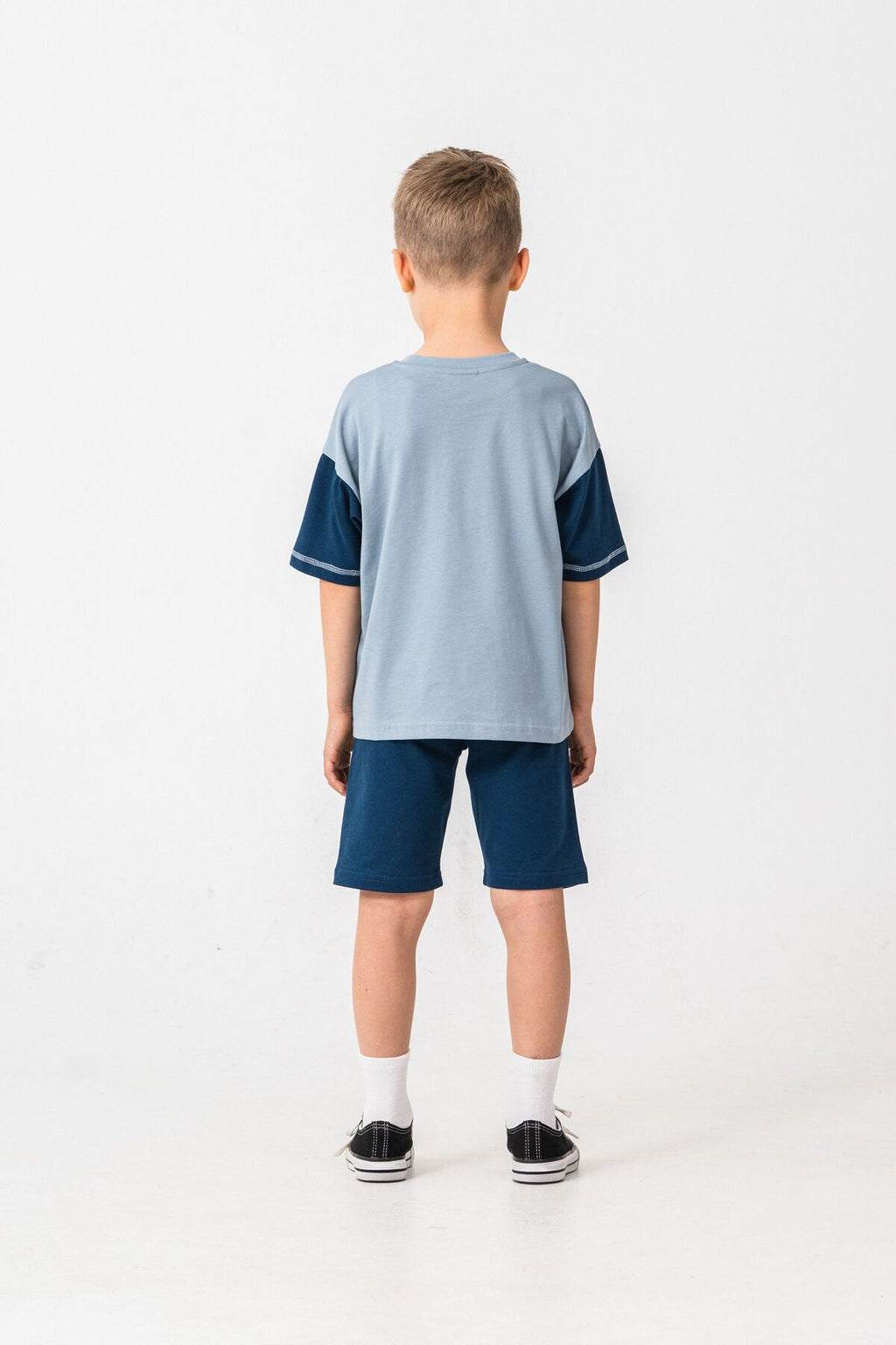 U.S. Polo Assn. Erkek Çocuk Bisiklet Yaka Nakışlı Yazlık Regular Fit Mavi Bermuda Takım US2418-C-V2