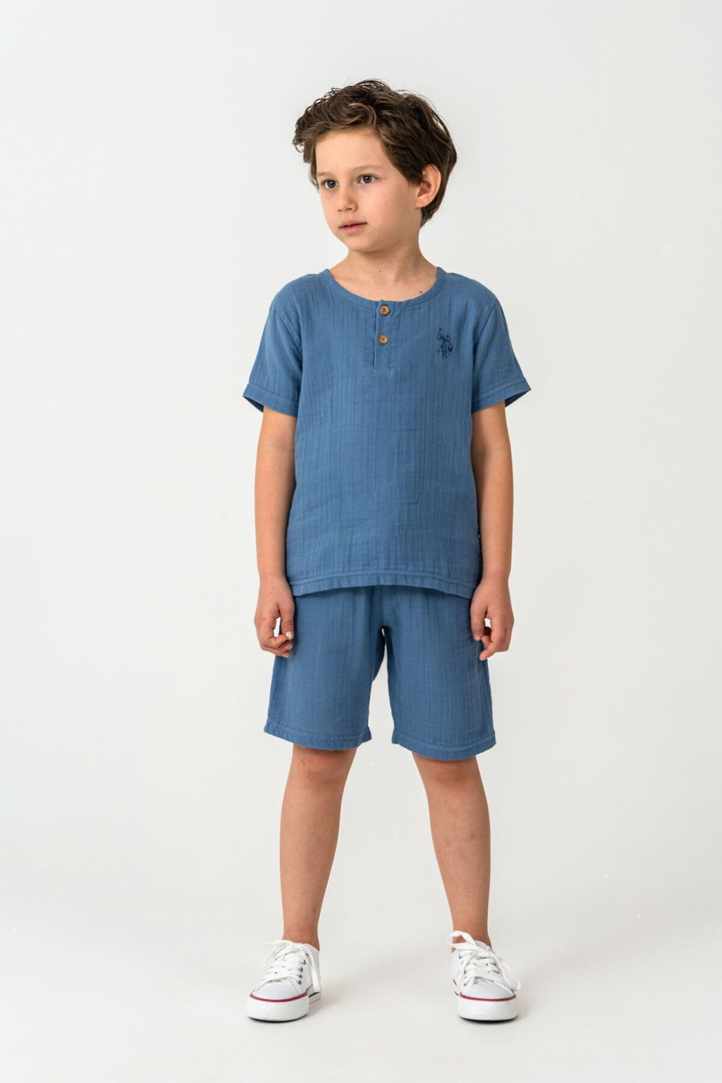 U.S. Polo Assn Erkek Çocuk Mavi Bermuda Takım