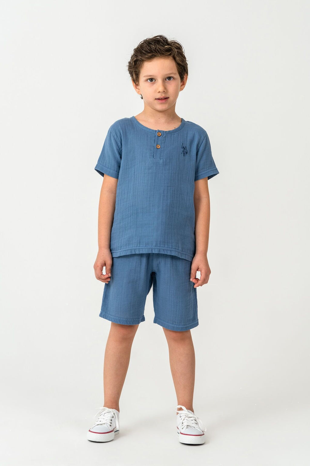 U.S. Polo Assn Erkek Çocuk Mavi Bermuda Takım
