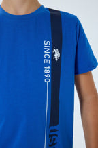 U.S. Polo Assn. Erkek Çocuk Bisiklet Yaka Nakışlı Yazlık Regular Fit Mavi Bermuda Takım US2400-C-V2