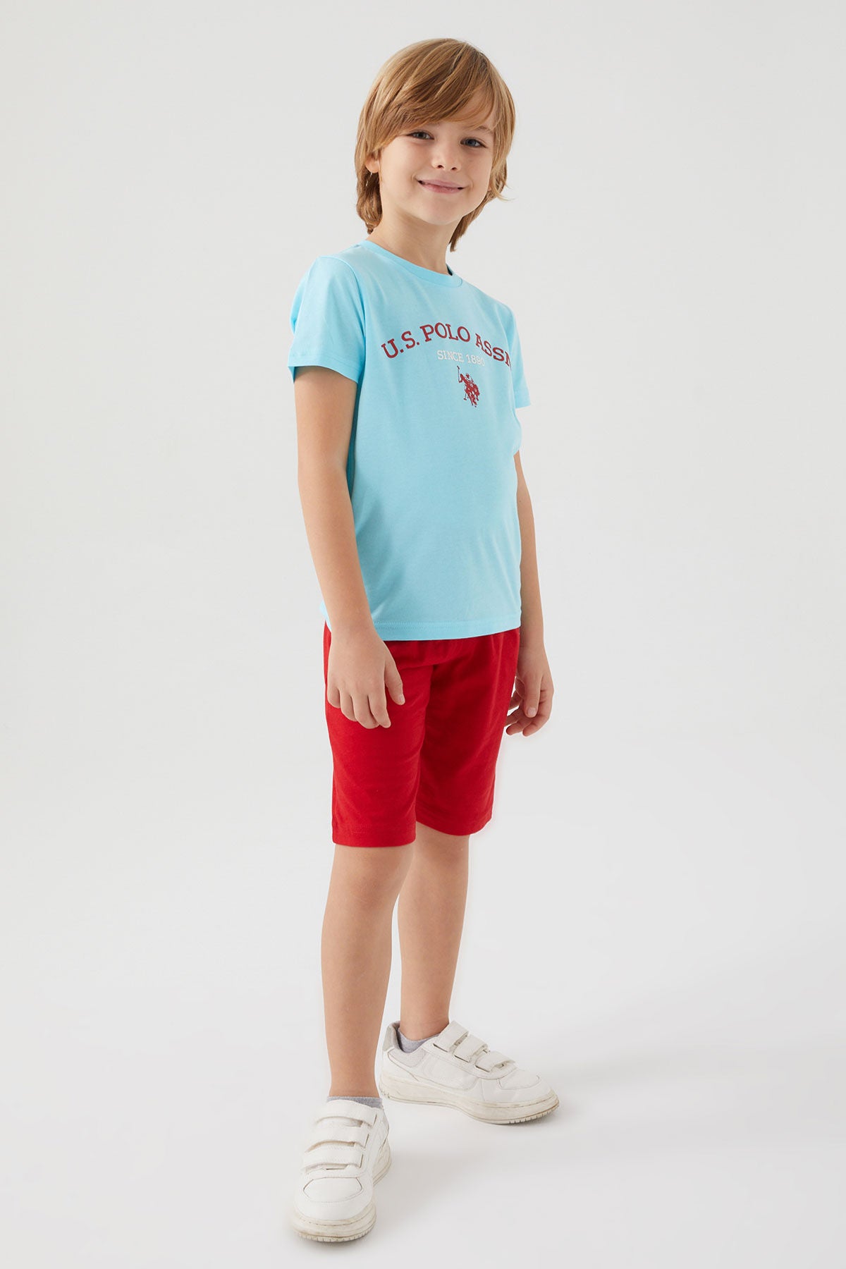U.S. Polo Assn. Erkek Çocuk Bisiklet Yaka Pigment Baskılı Yazlık Regular Fit Mavi Bermuda Takım US1369-C-V2 Ürün ikincil görseli