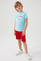 U.S. Polo Assn. Erkek Çocuk Bisiklet Yaka Pigment Baskılı Yazlık Regular Fit Mavi Bermuda Takım US1369-C-V2