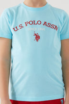 U.S. Polo Assn. Erkek Çocuk Bisiklet Yaka Pigment Baskılı Yazlık Regular Fit Mavi Bermuda Takım US1369-C-V2