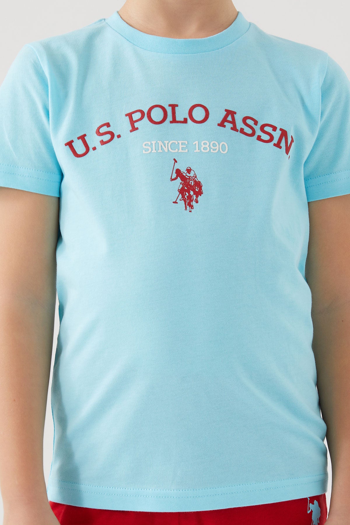 U.S. Polo Assn. Erkek Çocuk Bisiklet Yaka Pigment Baskılı Yazlık Regular Fit Mavi Bermuda Takım US1369-C-V2