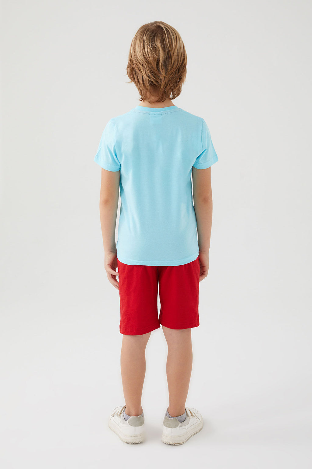 U.S. Polo Assn. Erkek Çocuk Bisiklet Yaka Pigment Baskılı Yazlık Regular Fit Mavi Bermuda Takım US1369-C-V2