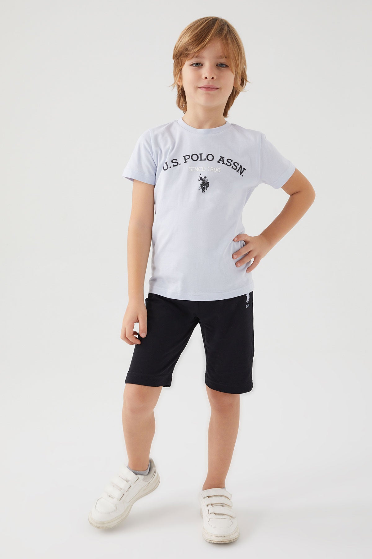 U.S. Polo Assn. Erkek Çocuk Bisiklet Yaka Pigment Baskılı Yazlık Regular Fit Mavi Bermuda Takım US1369-C-V4 Ürün ikincil görseli