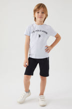 U.S. Polo Assn. Erkek Çocuk Bisiklet Yaka Pigment Baskılı Yazlık Regular Fit Mavi Bermuda Takım US1369-C-V4