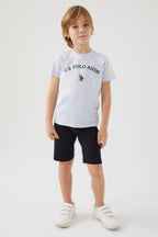 U.S. Polo Assn. Erkek Çocuk Bisiklet Yaka Pigment Baskılı Yazlık Regular Fit Mavi Bermuda Takım US1369-C-V4